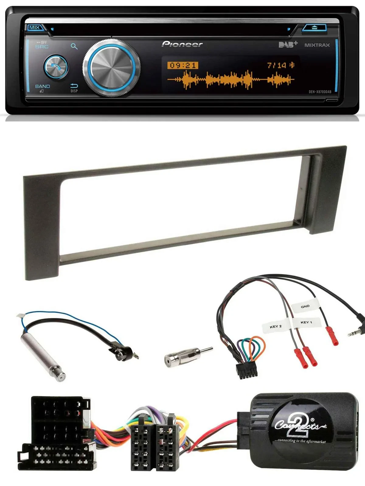 Pioneer Lenkrad DAB USB CD Bluetooth Autoradio für Audi A4 2000-2004 ISO