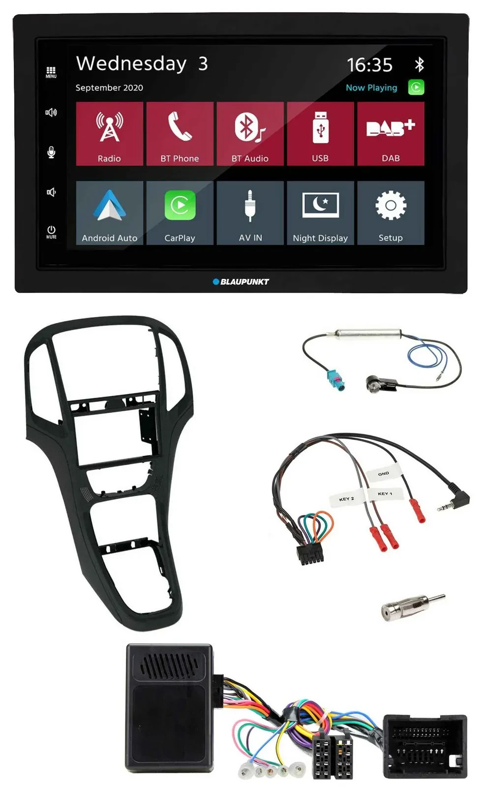Blaupunkt DAB Bluetooth USB Lenkrad 2DIN Autoradio für Opel Astra ab 09 Perlschw