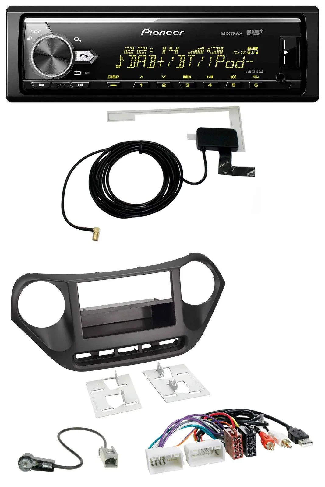 Pioneer Bluetooth DAB USB MP3 Autoradio für Hyundai i10 (ab 2013) AUX USB