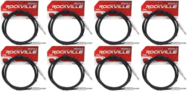 Инструментальный кабель Rockville RCGT6.0B Black 1.8 м (8 штук)