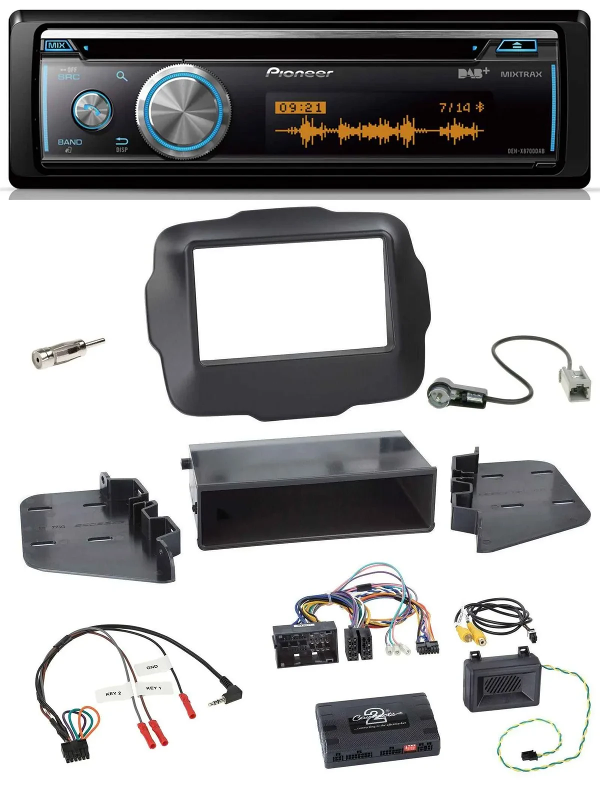 Pioneer Lenkrad DAB USB CD Bluetooth Autoradio für Jeep Renegade ab 2015
