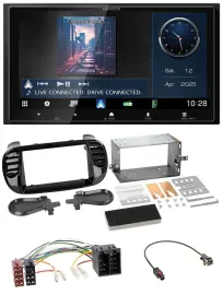 Kenwood Bluetooth 2DIN USB DAB MP3 Autoradio für Fiat 500 ab 12 ISO schwarz