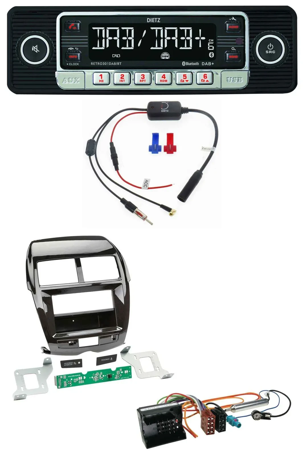 Dietz MP3 DAB Bluetooth USB Autoradio für Citroen C4 Aircross Mitsubishi ASX Peu