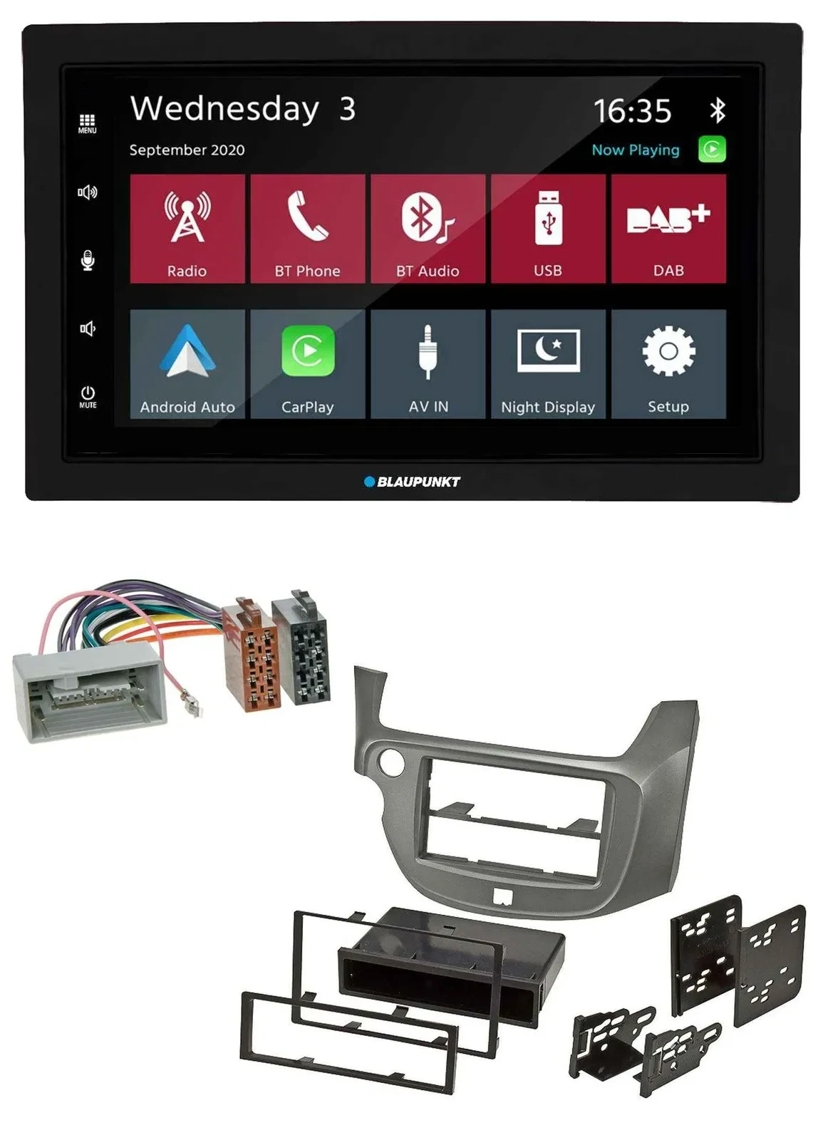 Автомагнитола для Honda Jazz (с 2009) Blaupunkt 2 DIN, DAB, Bluetooth, USB, MP3, серебристая