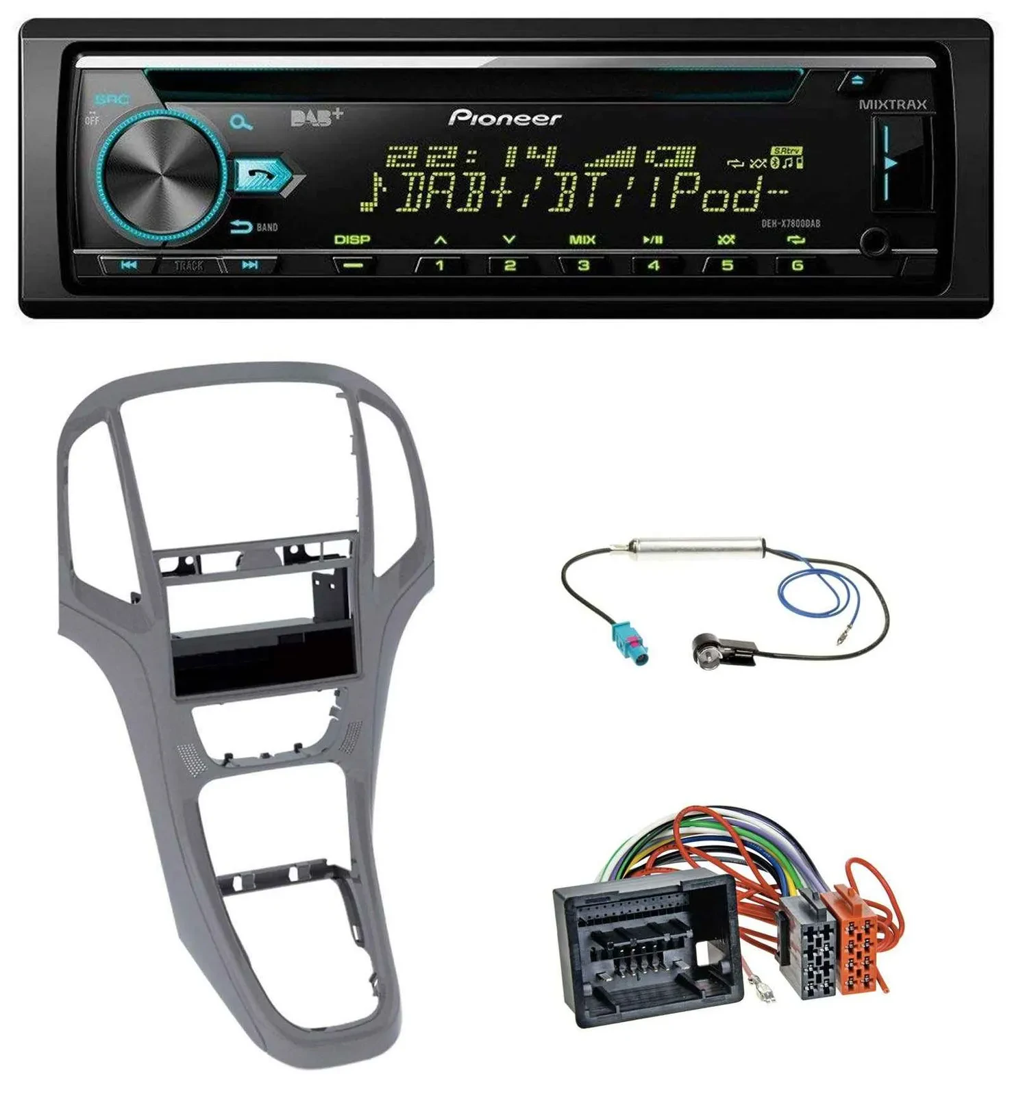 Автомагнитола для Opel Astra J Pioneer DAB MP3 CD USB Bluetooth титаново-серый (с 2009)