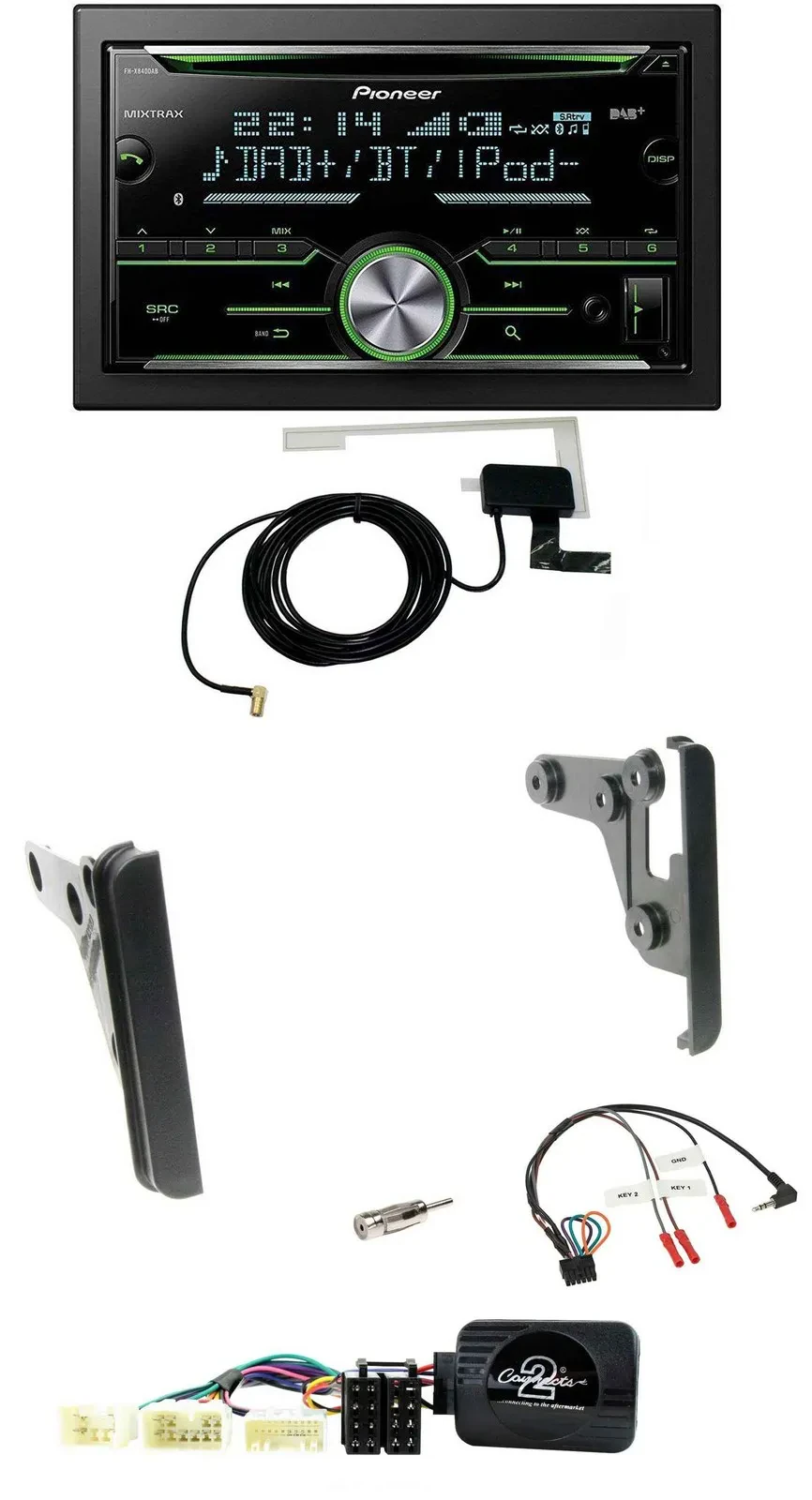 Автомагнитола Pioneer 2DIN, CD/USB, Bluetooth, DAB, для Toyota Yaris 2007–2010, с поддержкой управления на руле