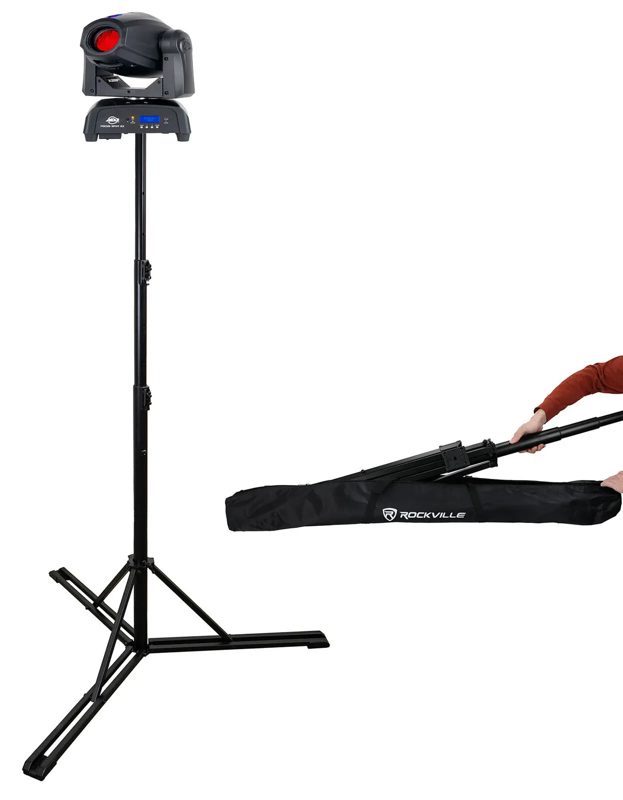 Прожектор American DJ FOCUS SPOT 2X LED, DMX, движущаяся голова, белый, со стойкой