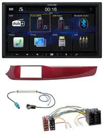 Alpine Bluetooth 2DIN MP3 DAB USB Autoradio für Alfa Giulietta 10-13 rot glänzen