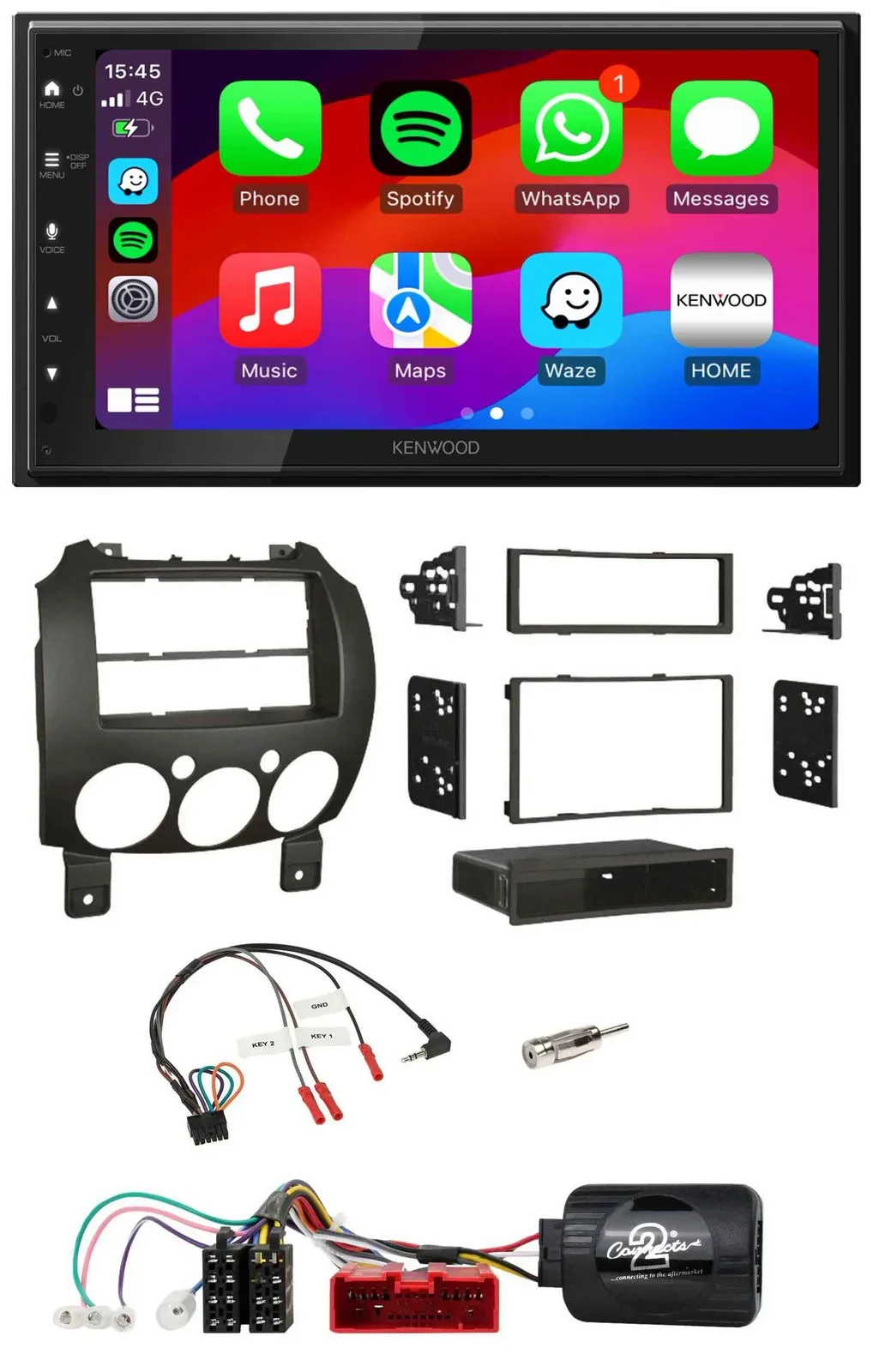 Kenwood Lenkrad USB DAB 2DIN Bluetooth Autoradio für Mazda 2 2007-2014