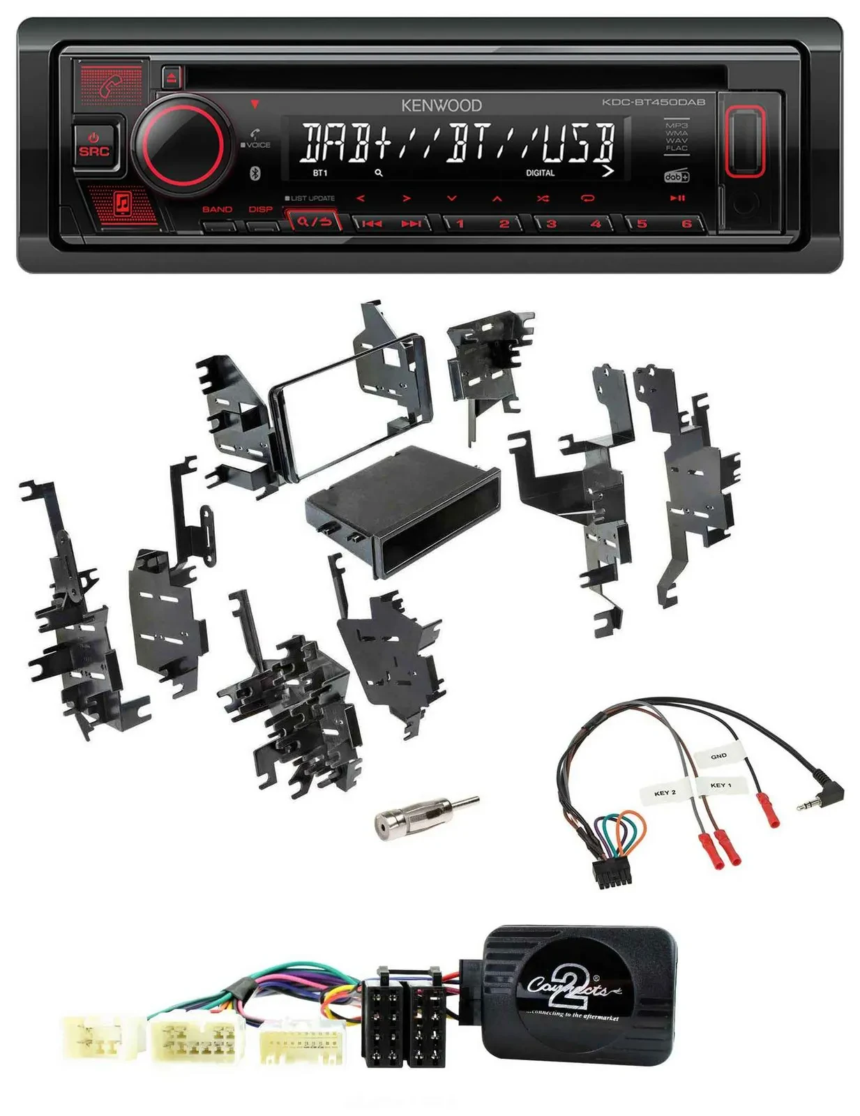 Kenwood Lenkrad CD USB Bluetooth DAB Autoradio für Toyota FJ (ab 2007)