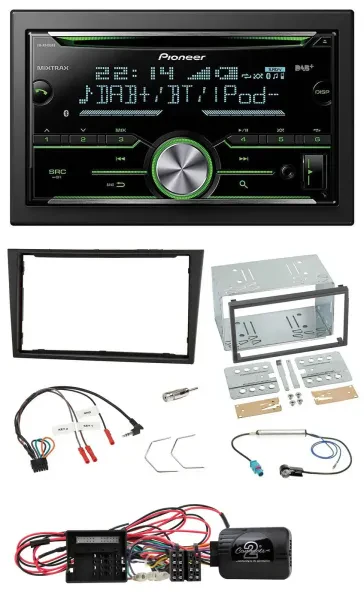 Pioneer Bluetooth Lenkrad DAB 2DIN USB CD Autoradio für Opel Corsa D stealth sch