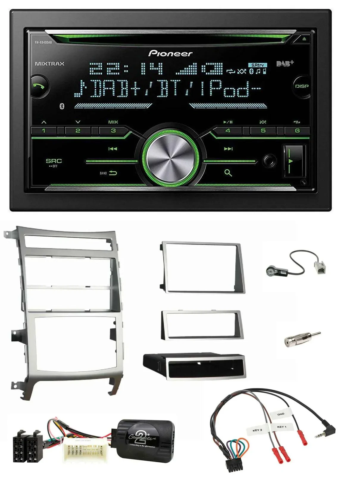 Pioneer Bluetooth Lenkrad DAB 2DIN USB CD Autoradio für Hyundai IX55 2009-2012 s