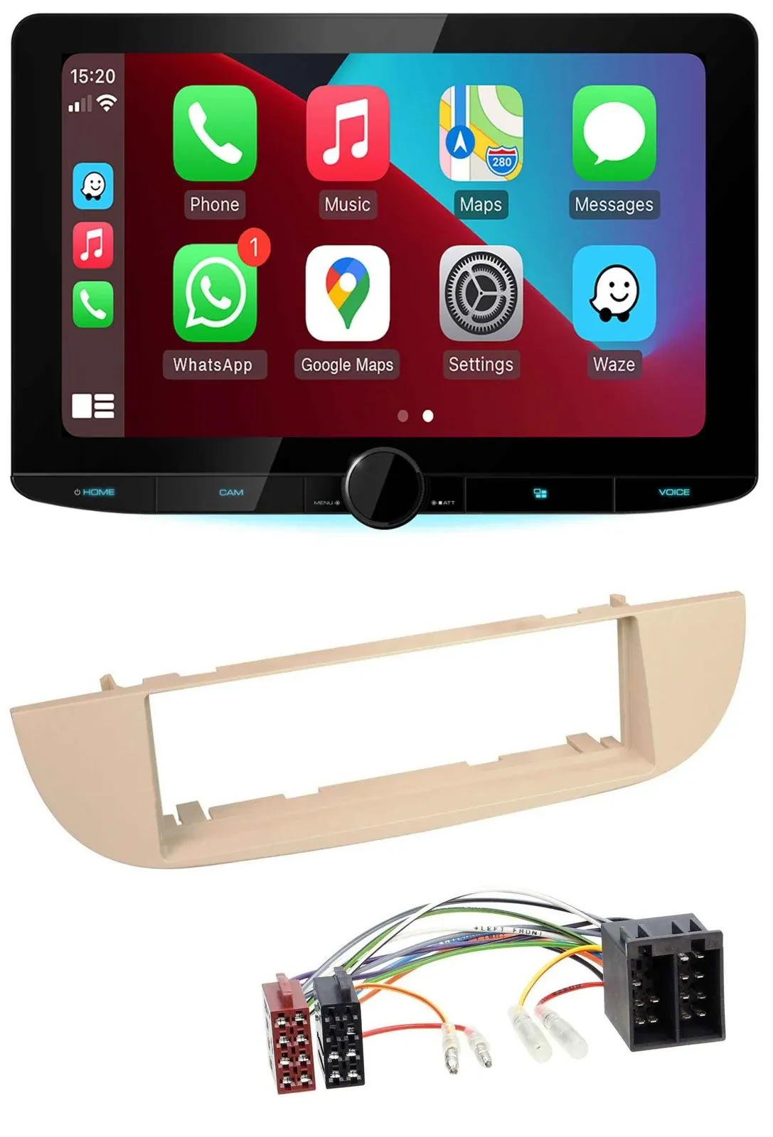 Kenwood MP3 USB DAB Bluetooth Autoradio für Fiat 500 ab 2007 perlgrau beige