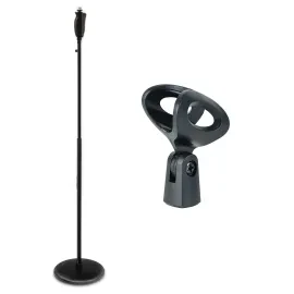 Стойка для микрофона keepdrum MS124 с одноручной регулировкой, с микрофонной клипсой