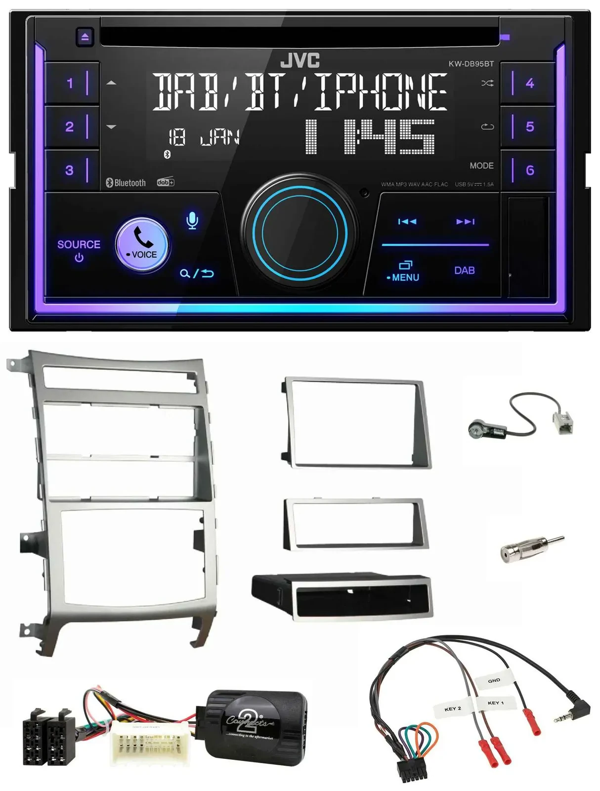 JVC Lenkrad USB 2DIN DAB Bluetooth CD Autoradio für Hyundai IX55 2009-2012 silbe