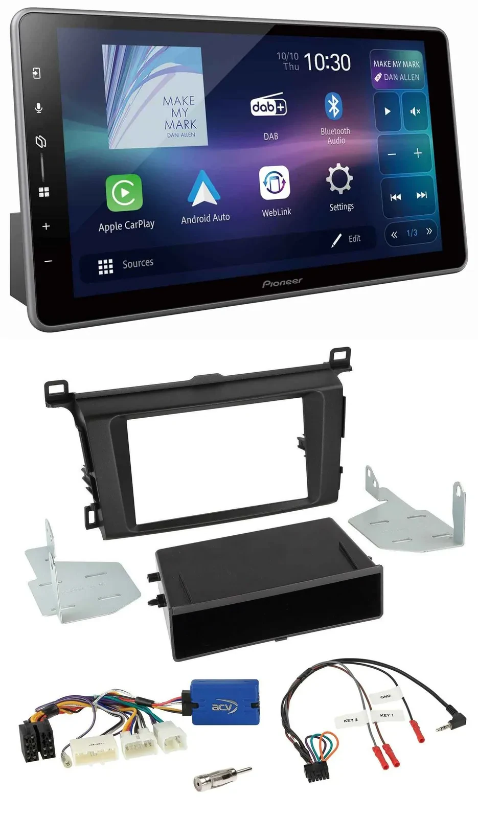 Автомагнитола для Toyota RAV4 Pioneer Bluetooth, USB, DAB, поддержка кнопок на руле