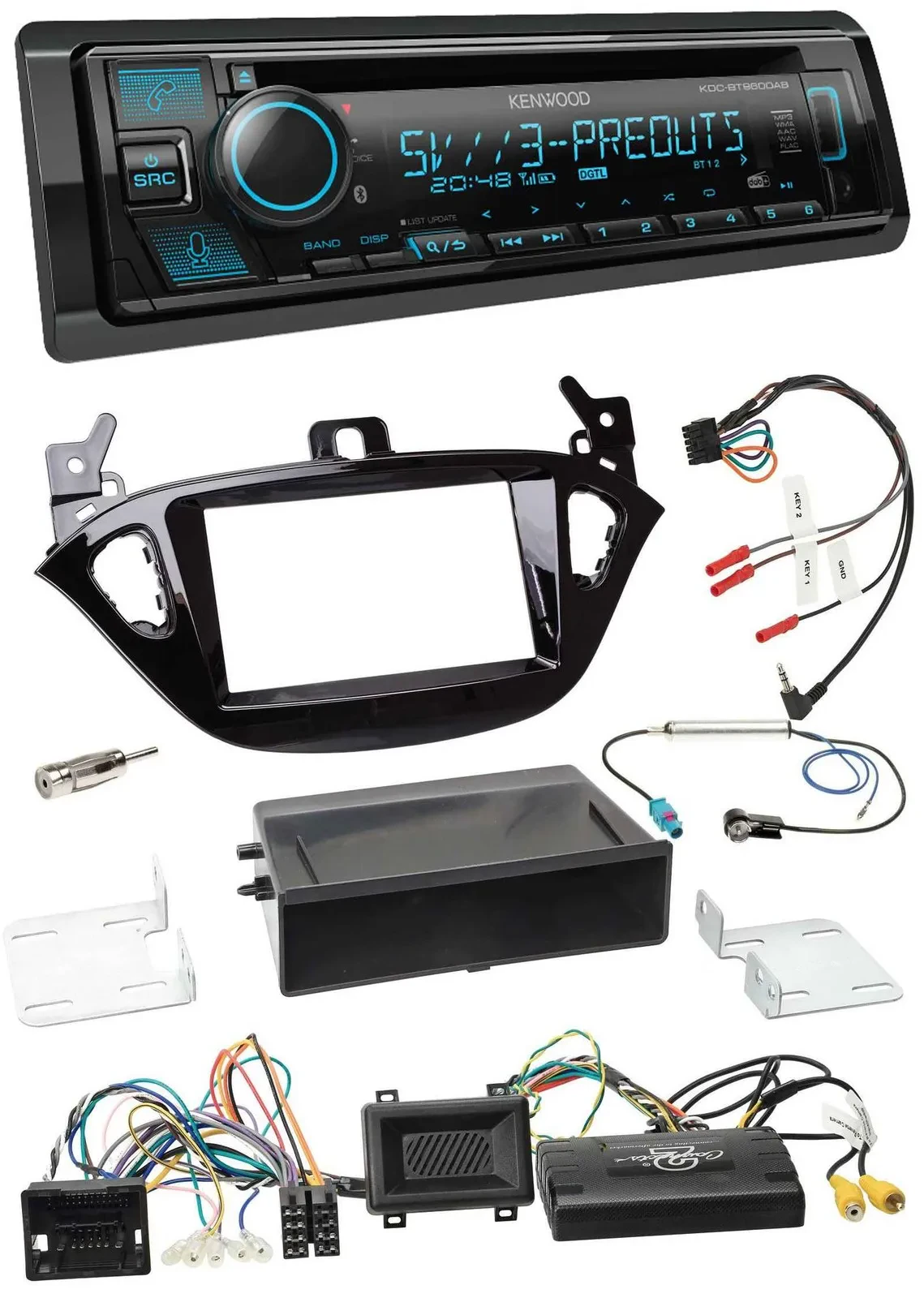 Kenwood Bluetooth USB CD Lenkrad DAB Autoradio für Opel Adam Corsa E ab 2013 PDC