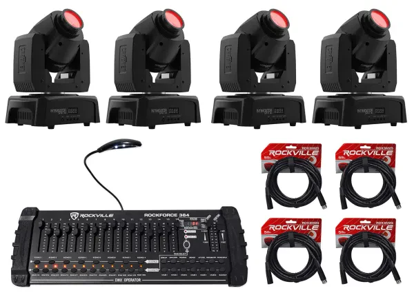 Прибор с полным движением Chauvet DJ Intimidator Spot 110 Compact с DMX-пультом и кабелями (4 штуки)