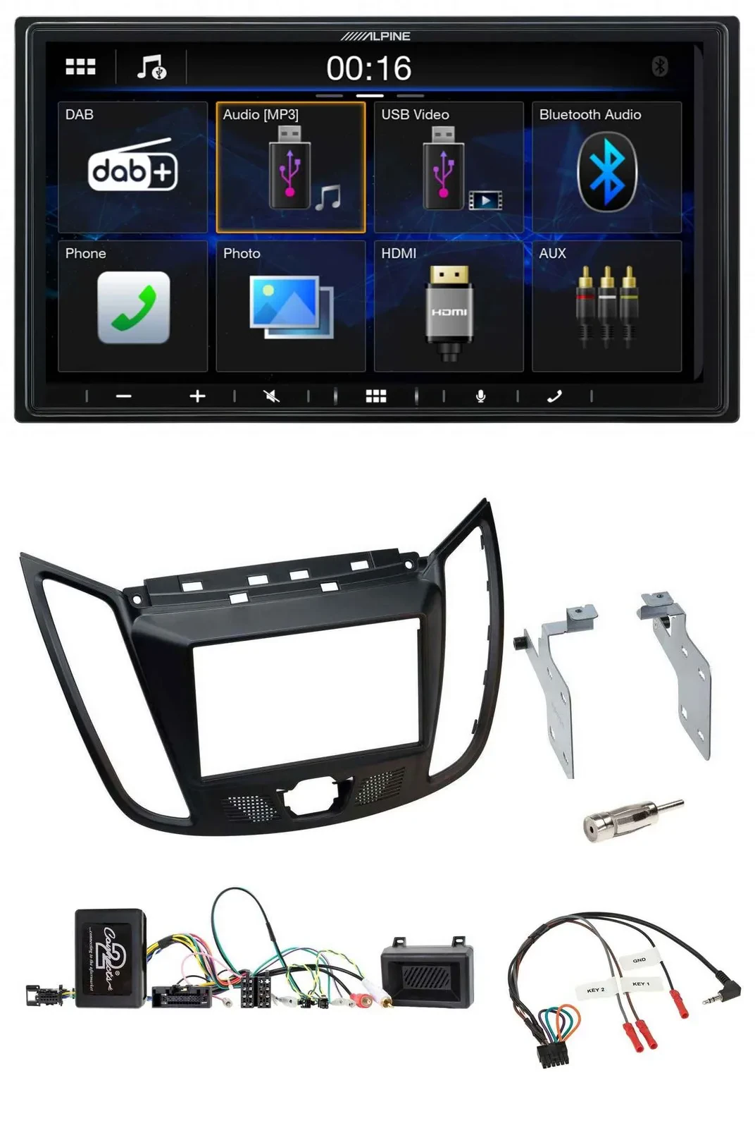 Alpine Bluetooth 2DIN Lenkrad DAB USB Autoradio für Ford Kuga DM2 ab 2013