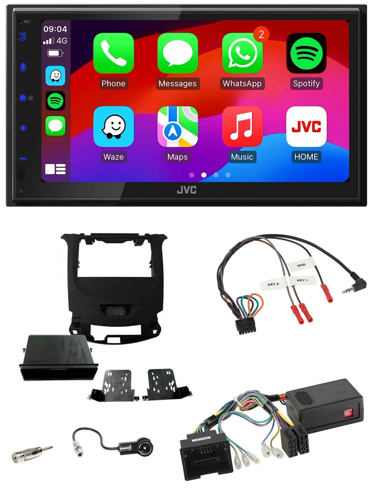 JVC Bluetooth USB Lenkrad 2DIN DAB Autoradio für Chevrolet Cruze ab 2016 klavier