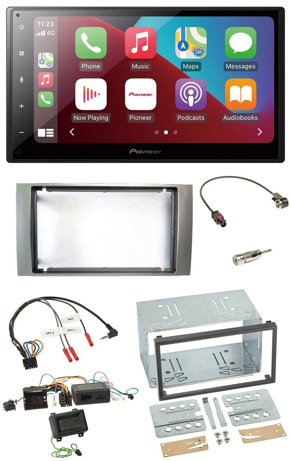 Pioneer USB Lenkrad DAB 2DIN Bluetooth Autoradio für Ford Kuga 2008-2012 silber