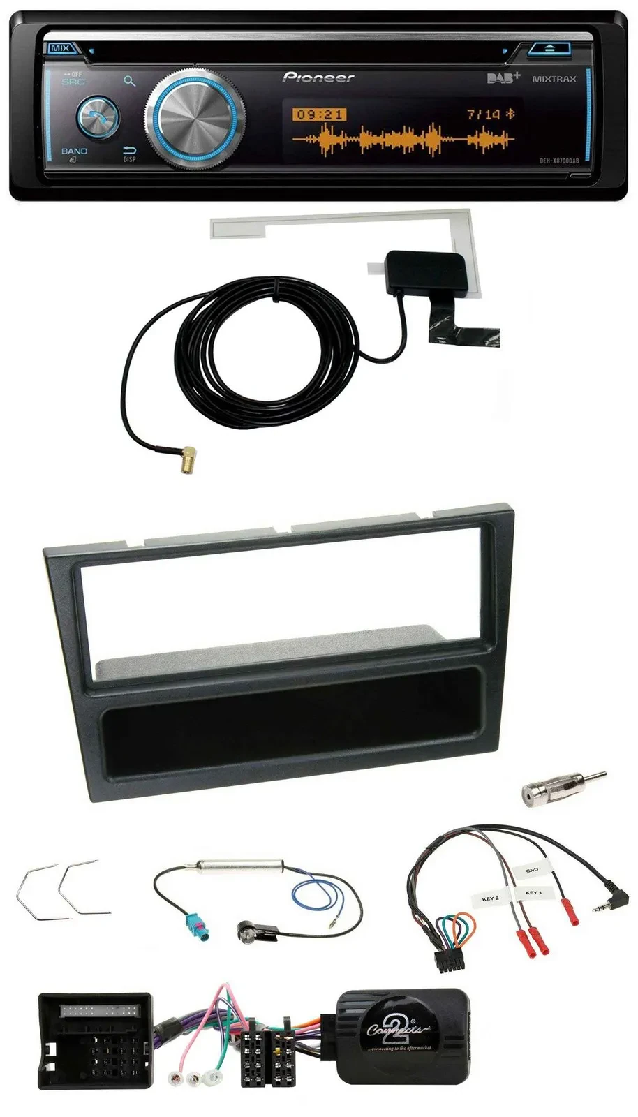 Pioneer Bluetooth DAB Lenkrad USB CD Autoradio für Opel Corsa C 2004-2006 schwar