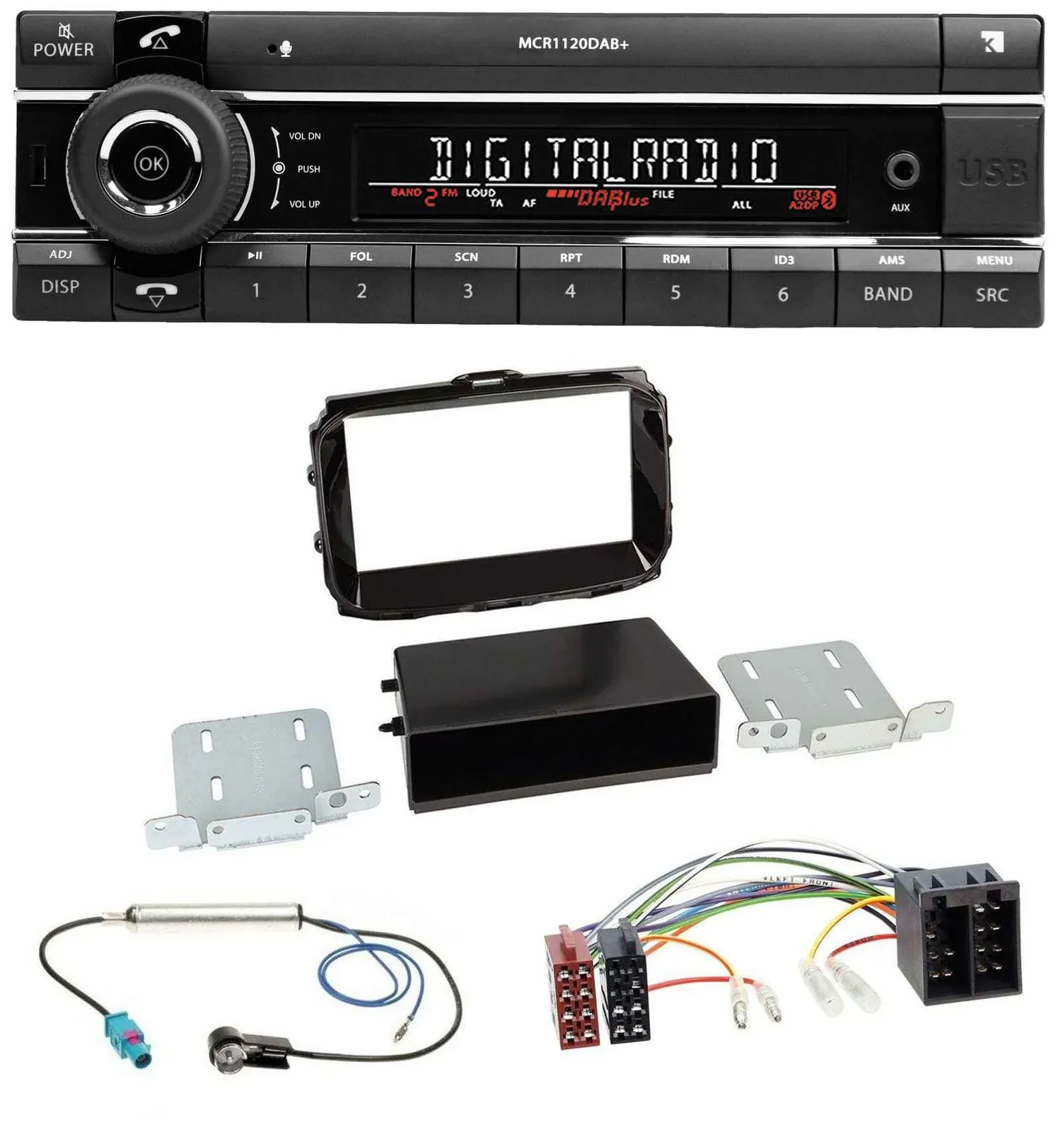 Kienzle Bluetooth MP3 USB DAB Autoradio für Alfa Giulietta ab 2013 ISO piano-sch
