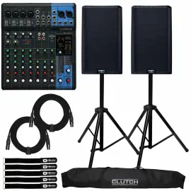 QSC K12.2 12" 2-Way 2000W Powered DJ PA Speakers K12 w MG10XU 10 Channel Mixer