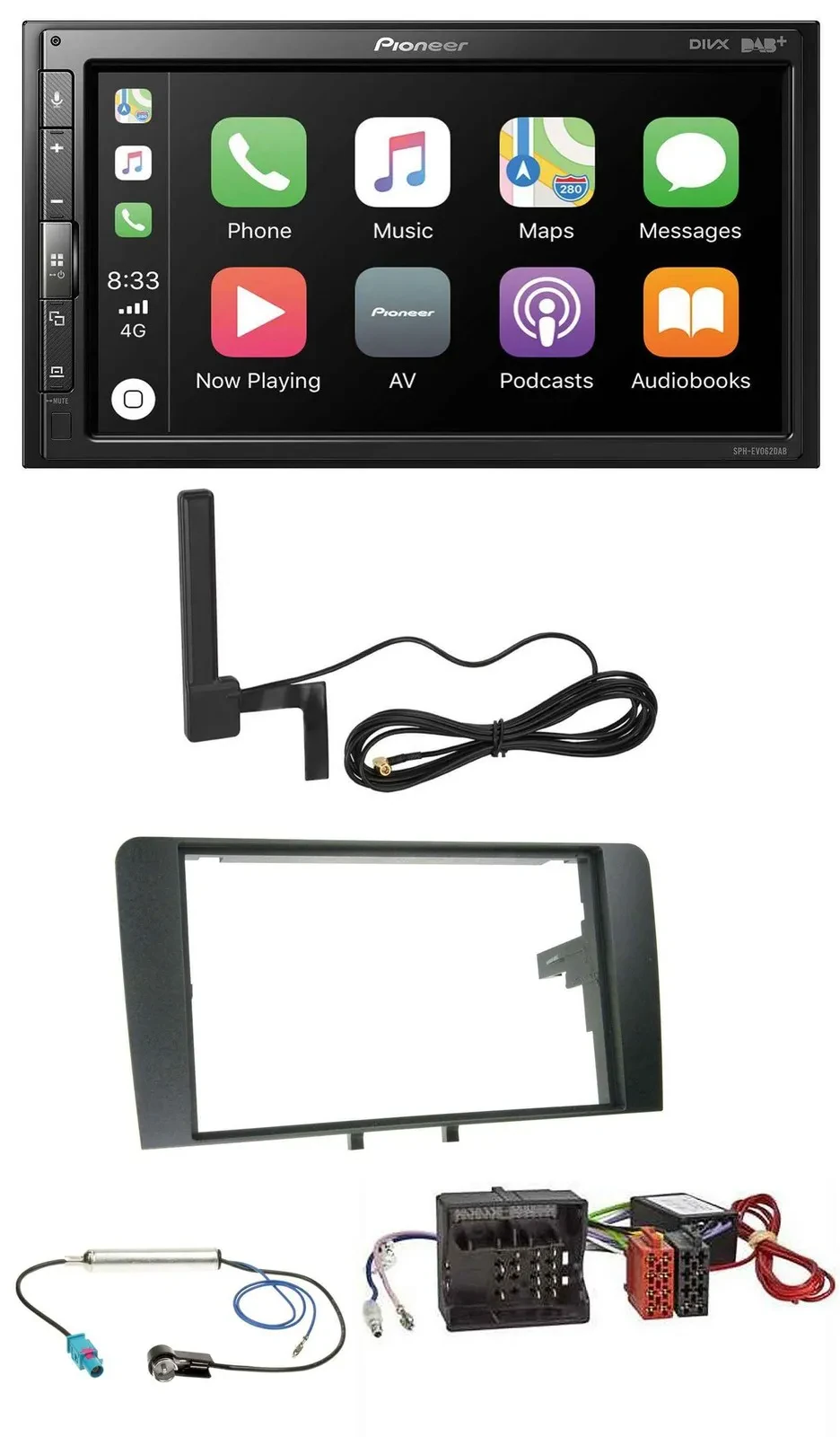 Pioneer USB 2DIN Bluetooth DAB MP3 Autoradio für Audi A3 8P 2003-2012 Aktivsyste