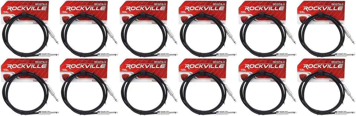 Инструментальный кабель Rockville RCGT6.0B Black 1.8 м (12 штук)