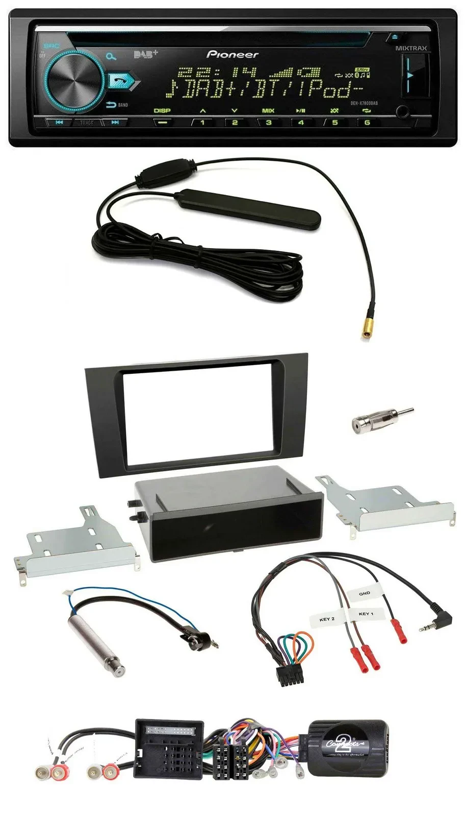 Pioneer CD MP3 Lenkrad DAB USB Autoradio für Audi A4 (2000-2001)