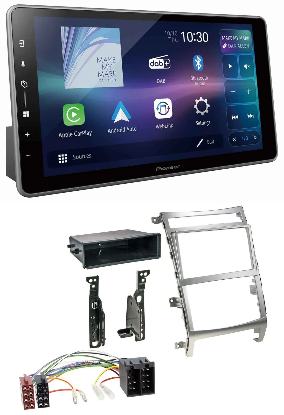 Pioneer Bluetooth USB DAB MP3 Autoradio für Hyundai ix55 (2009-2012) silber