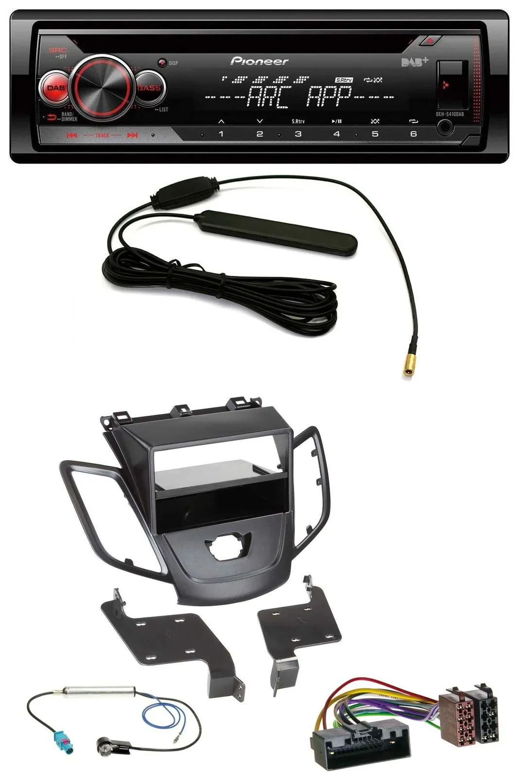 Pioneer CD USB AUX DAB MP3 Autoradio für Ford Fiesta 10-17 JA8 ohne Display schw