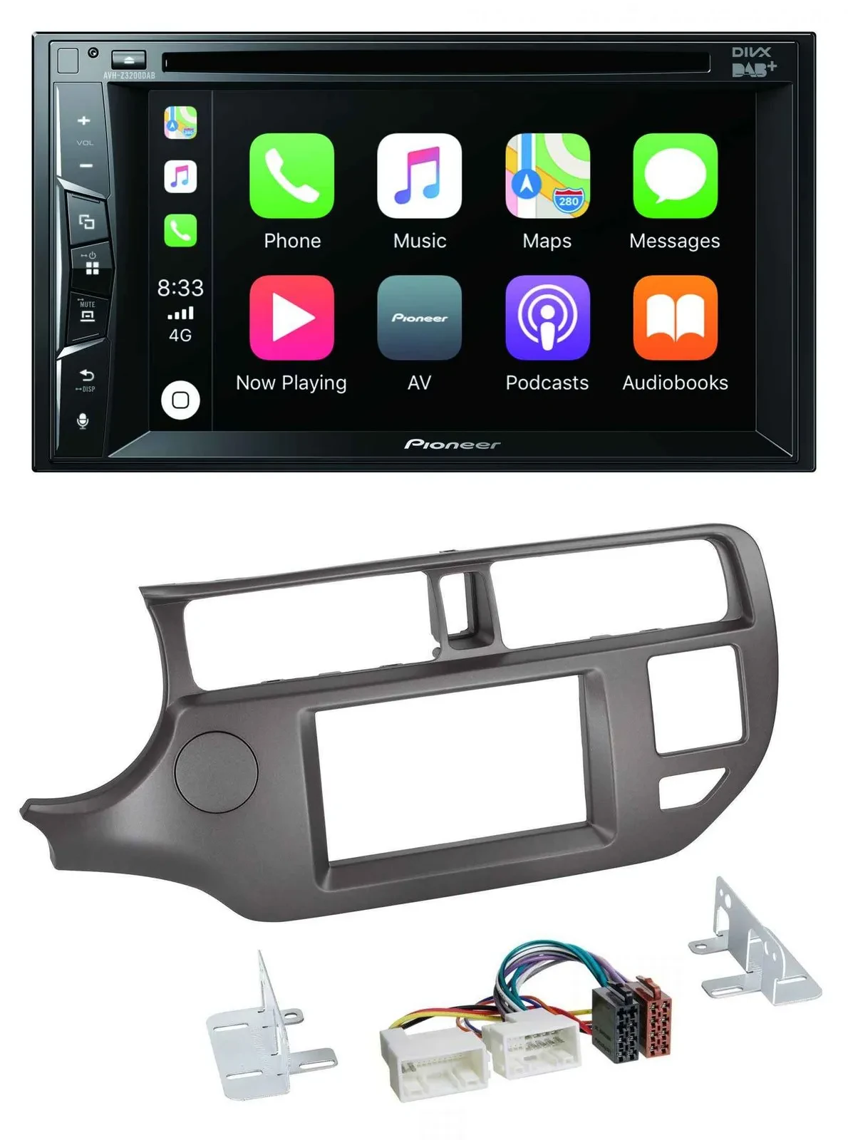 Pioneer MP3 USB DVD Bluetooth DAB 2DIN Autoradio für Kia Rio UB 11-14 anthrazit