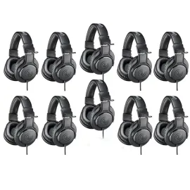 Audio-Technica 10 Pack ATH-M20x Pro Monitor Headphones, 96dB, 15-20kHz, Black