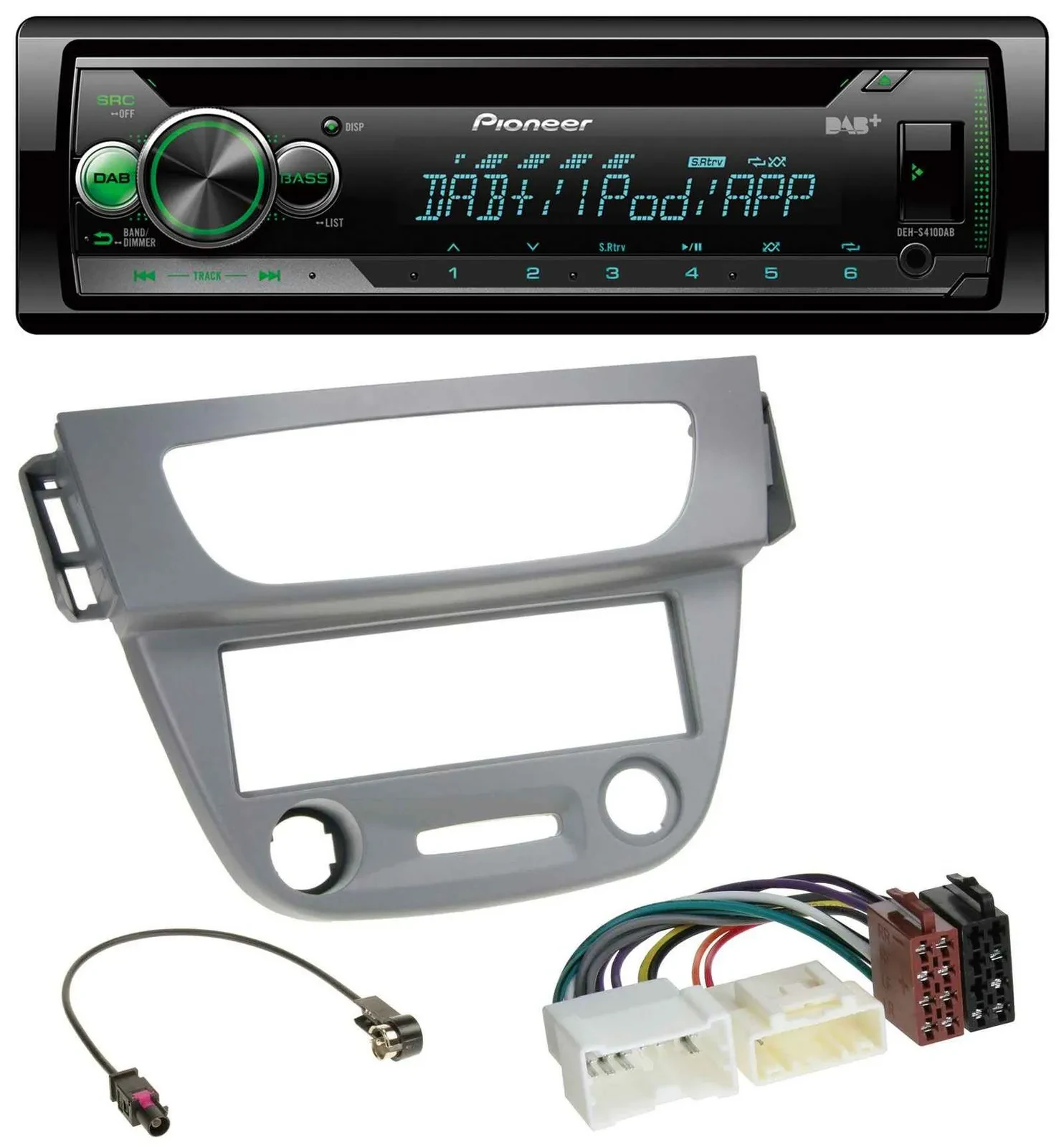 Pioneer USB MP3 DAB AUX CD Autoradio für Renault Megane 3 (12-14) - grau