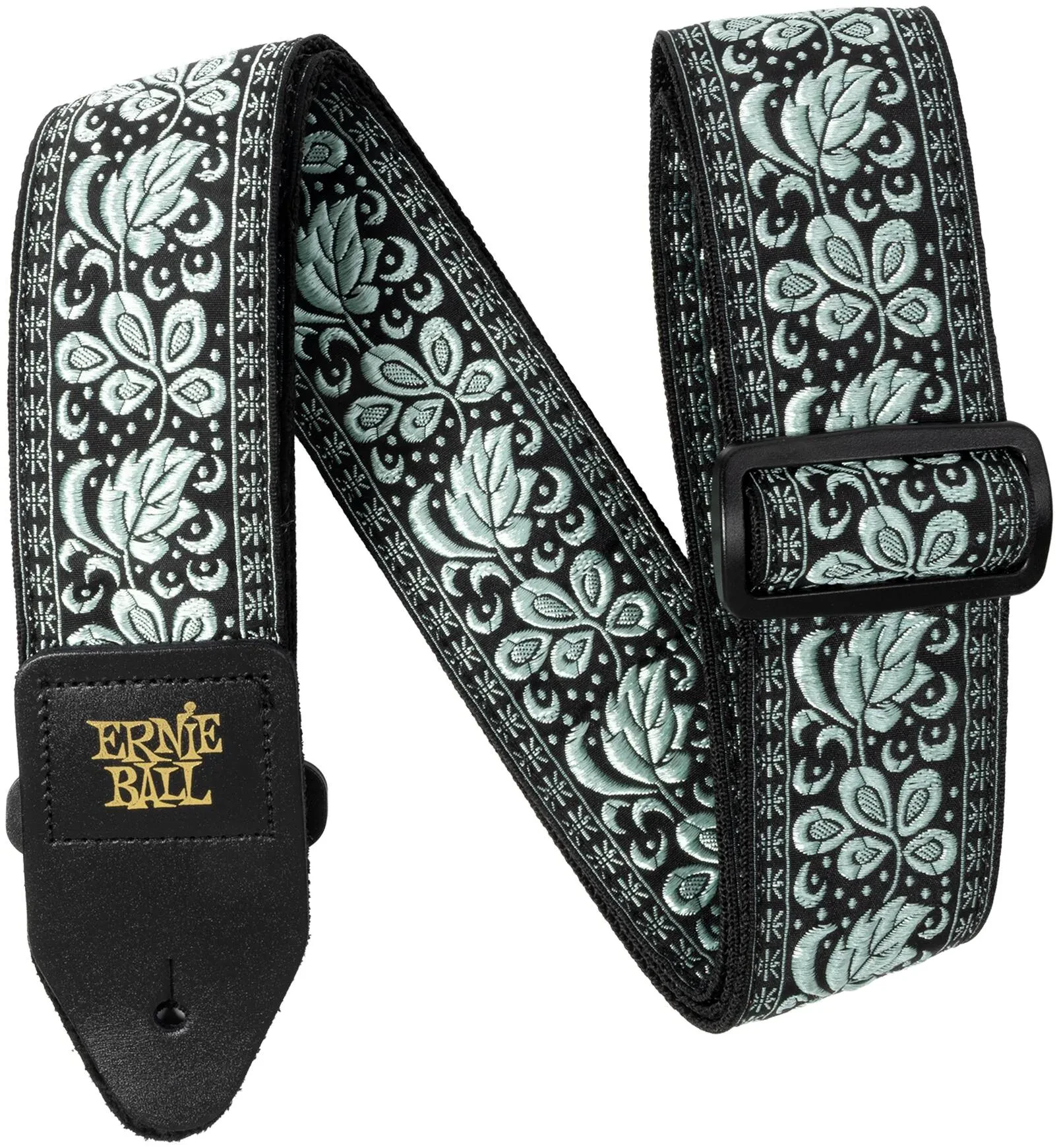 Ремень для гитары Ernie Ball 5633 Jacquard Mint To Be полипропилен, кожаные наконечники, зеленый