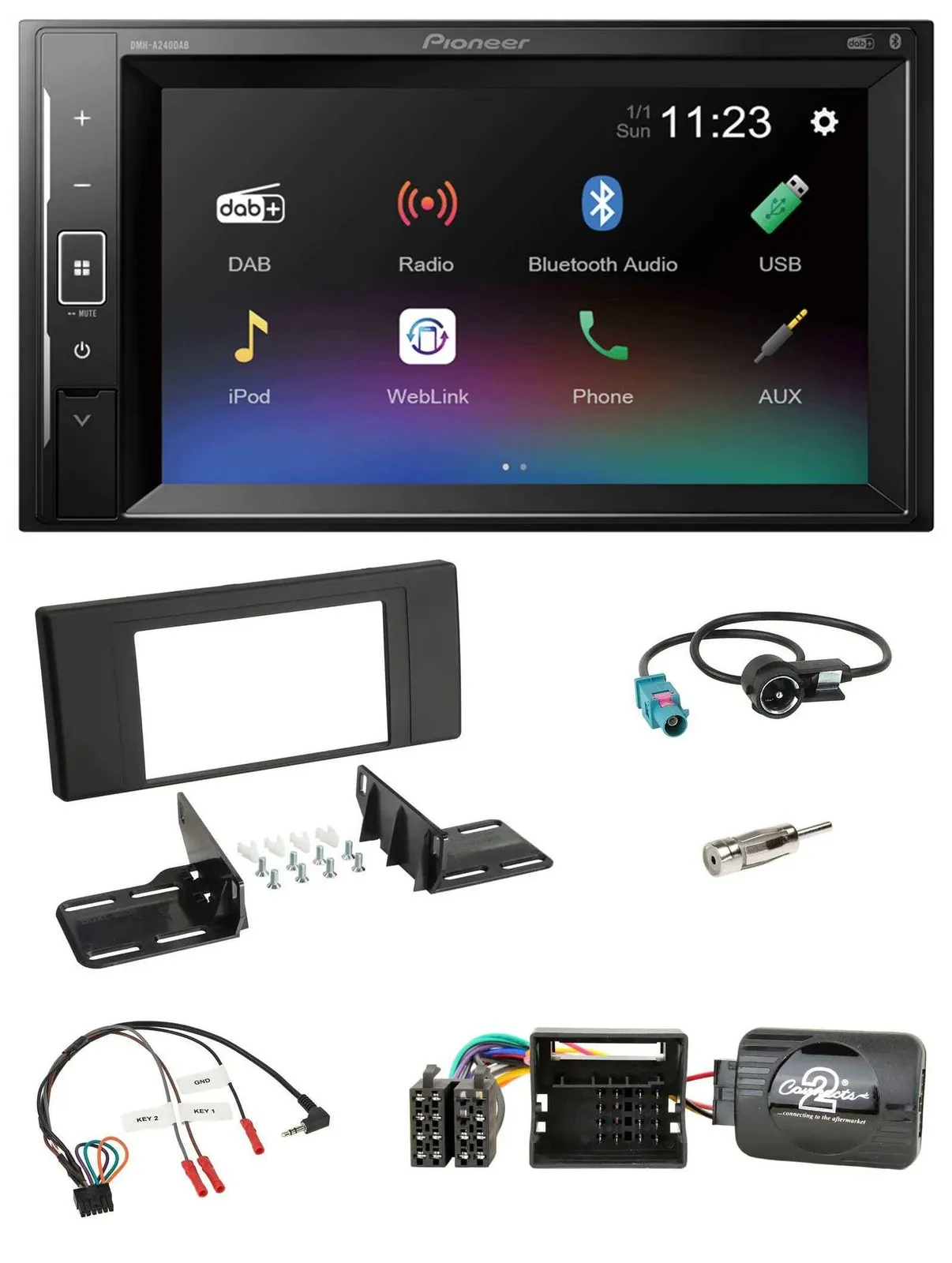 Pioneer DAB Lenkrad 2DIN Bluetooth USB Autoradio für BMW X5 E53 2000-2006