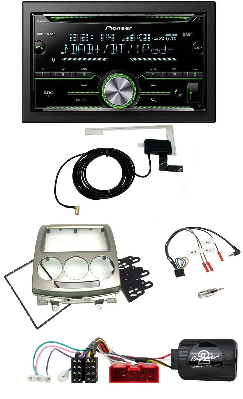 Pioneer CD USB Lenkrad Bluetooth 2DIN DAB Autoradio für Mazda 5 CR 2005-2010 sil