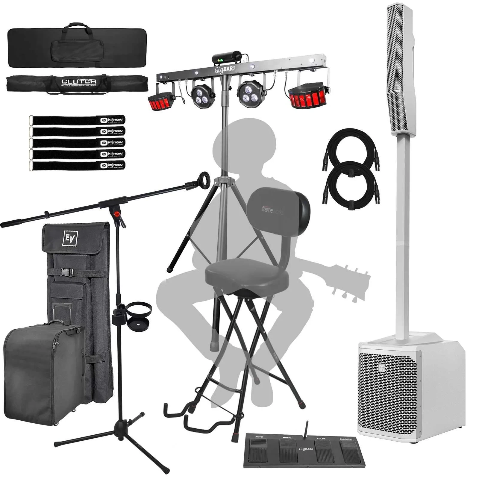 Electro-Voice EVOLVE 30M White Column PA Speaker Performer Guitarist Light Pack