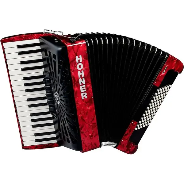 Аккордеон Hohner Bravo III 72 Accordion With Black Bellows Red