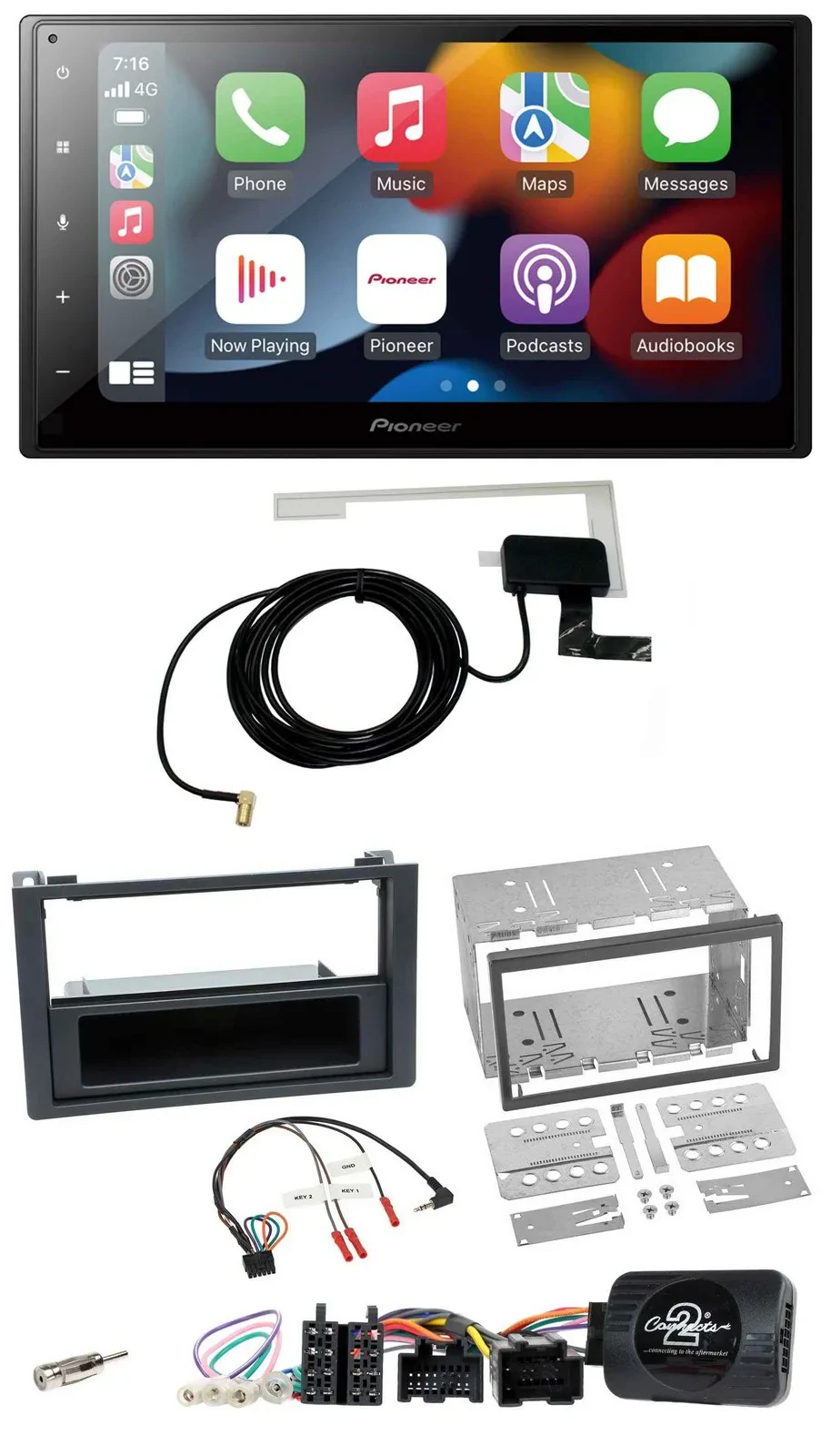 Pioneer Lenkrad USB Bluetooth DAB 2DIN Autoradio für Saab 9-3 2008-2012