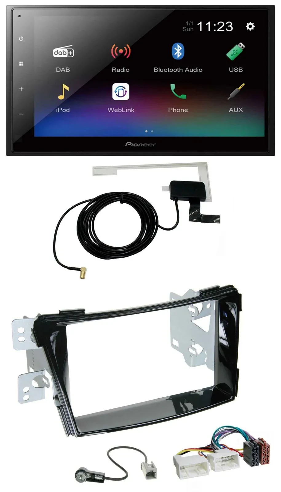 Автомагнитола Pioneer 2DIN, DAB, MP3, Bluetooth, USB, для Hyundai i40 (VF, с 2011), чёрный глянец