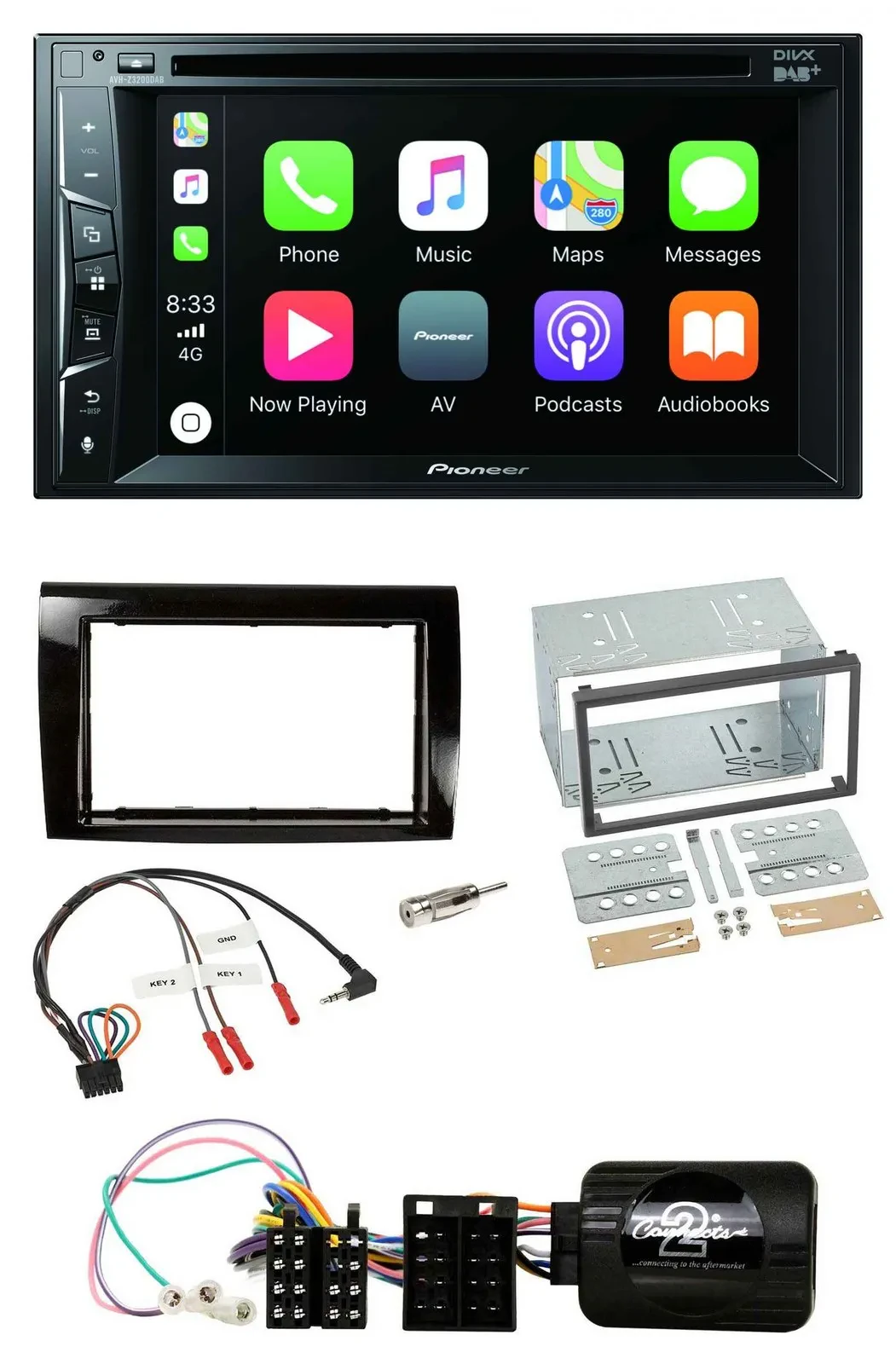 Pioneer Lenkrad USB DVD Bluetooth DAB 2DIN Autoradio für Fiat Bravo 2007-2014