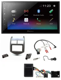 Pioneer USB Bluetooth DAB 2DIN Lenkrad Autoradio für Chevrolet Aveo ab 11 dunkel
