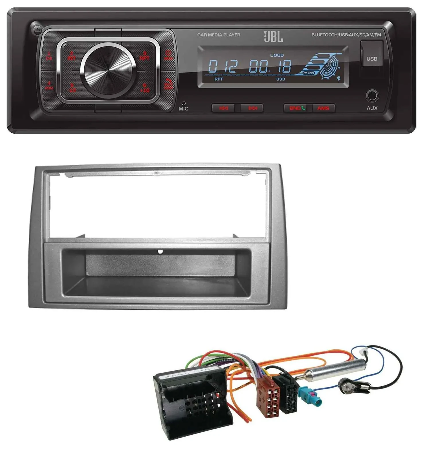 JBL SD AUX MP3 USB Bluetooth Autoradio für Peugeot 308 07-09 dunkelsilber