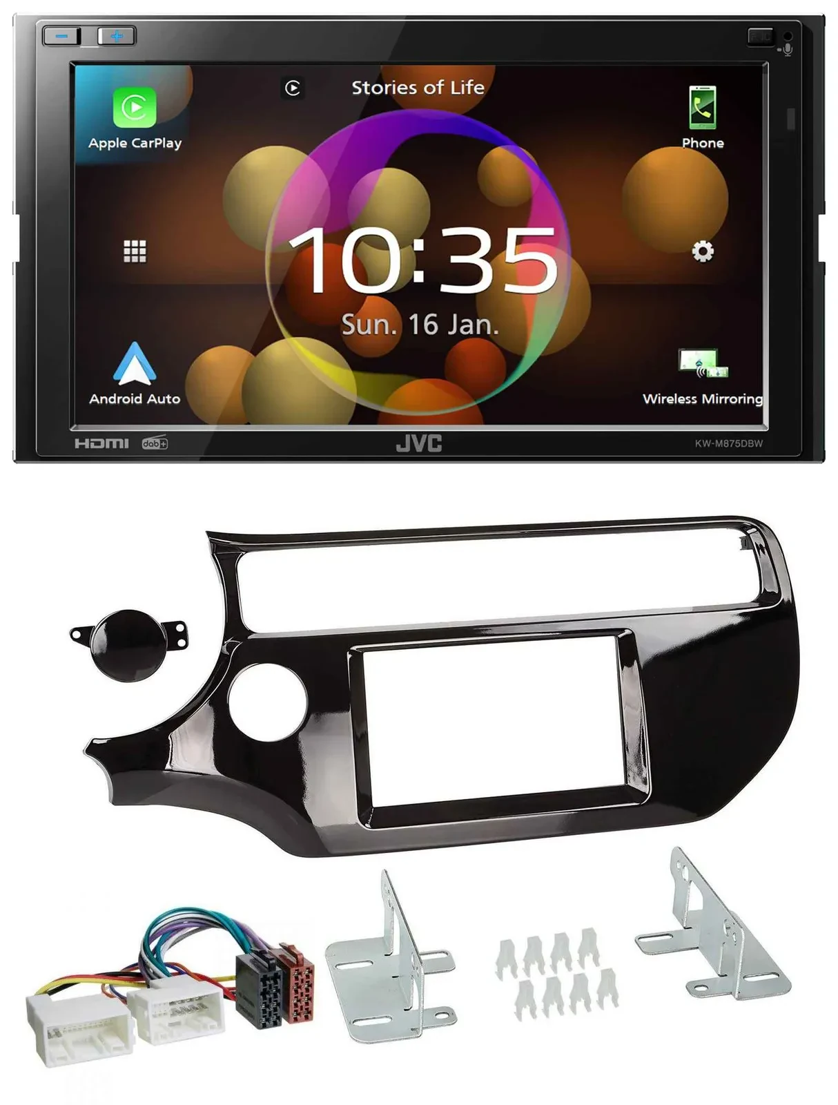 JVC DAB MP3 2DIN Bluetooth USB Autoradio für Kia Rio UB ab 15 piano-schwarz