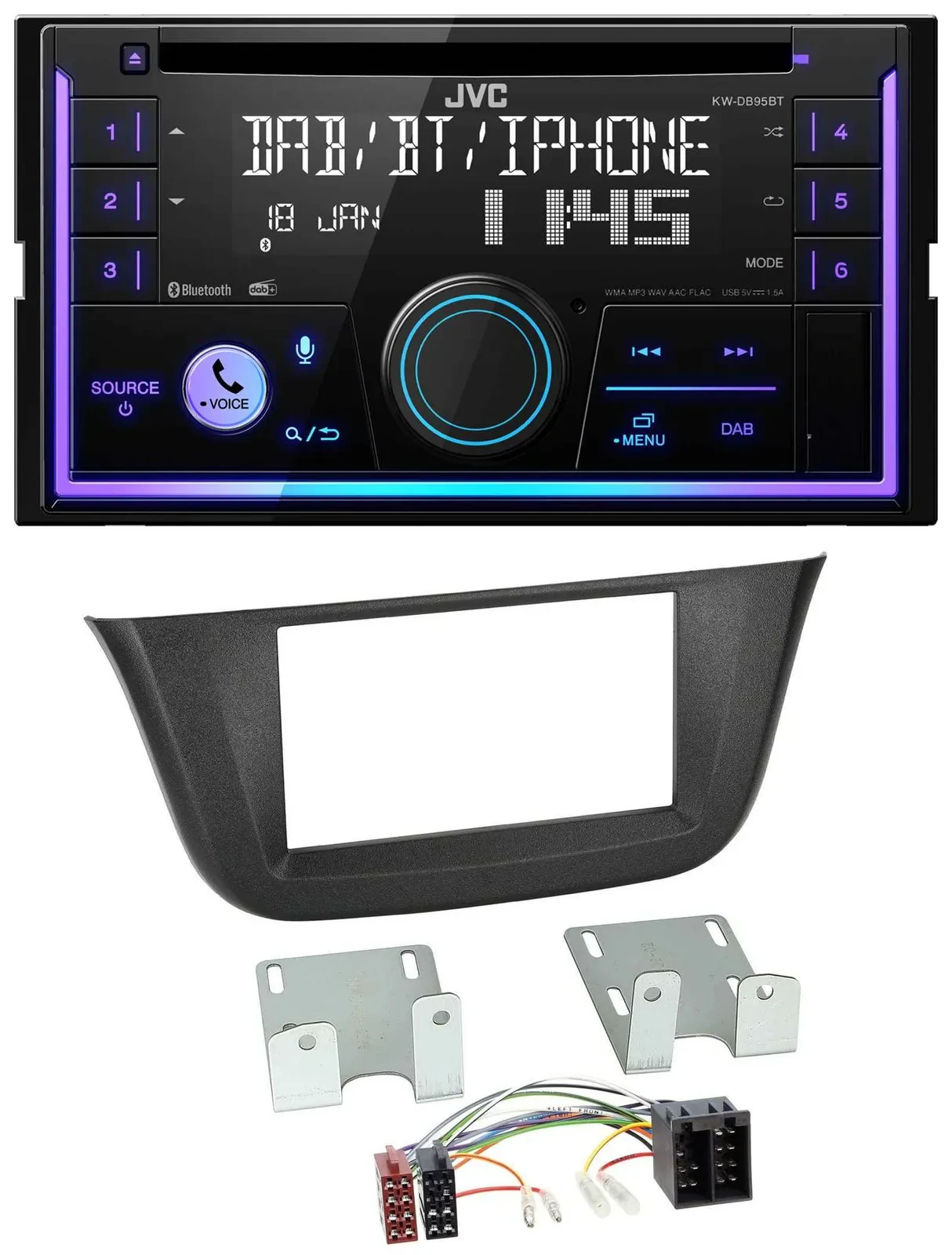 Автомагнитола JVC 2 DIN, CD, MP3, USB, DAB, Bluetooth для Iveco Daily (с 2014)