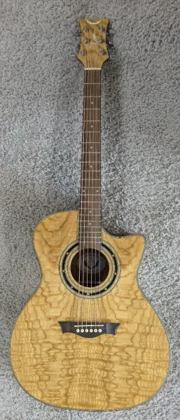 Dean EQA GN Exotica Quilt Ash Acoustic-Electric Guitar in a Gloss Natural Finish