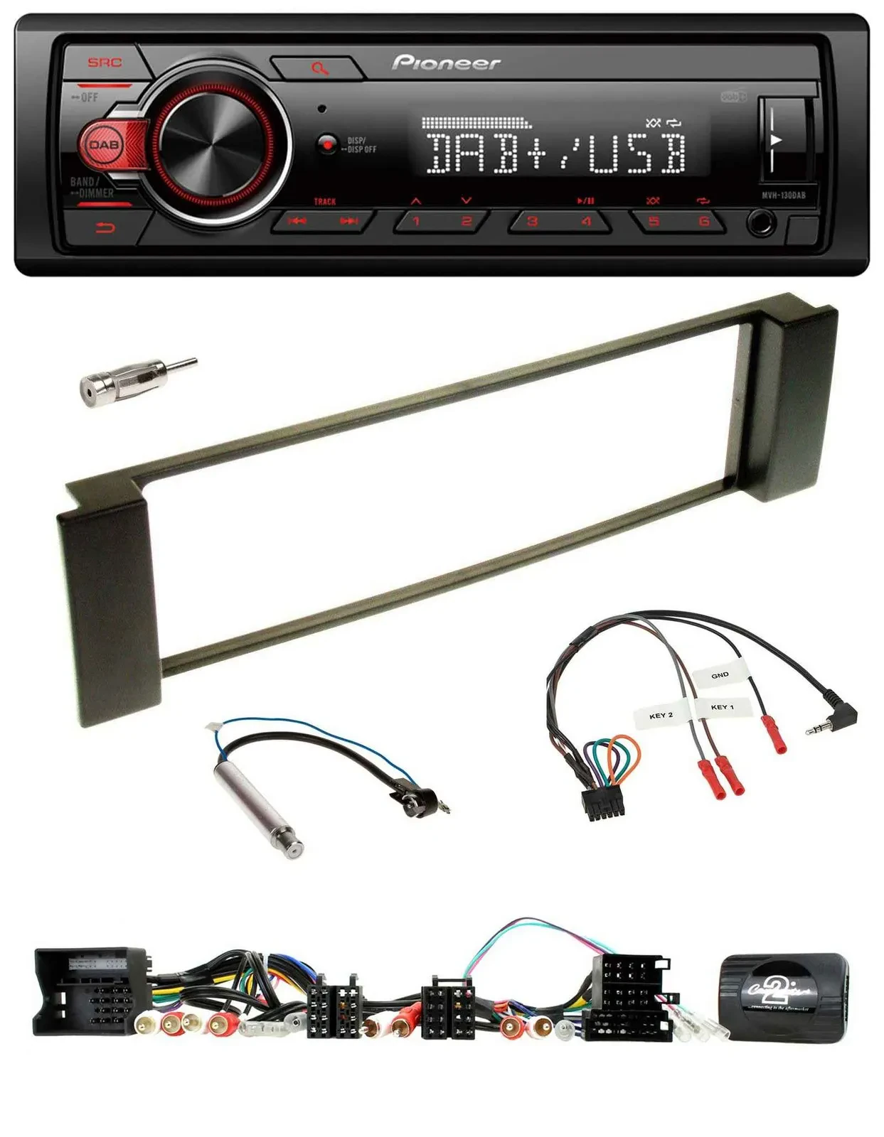 Автомагнитола Pioneer 1-DIN, DAB, USB, поддержка кнопок на руле, Can-Bus, для Audi A3/A6 (2000–2004)
